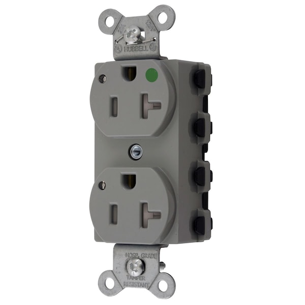 Hubbell Wiring Device-Kellems Straight Blade Receptacle, 5-20R, 20 A, 125V AC, 2 Pole, 3 Wire, Flush Mount, Grounded SNAP8300GYLTRA - main